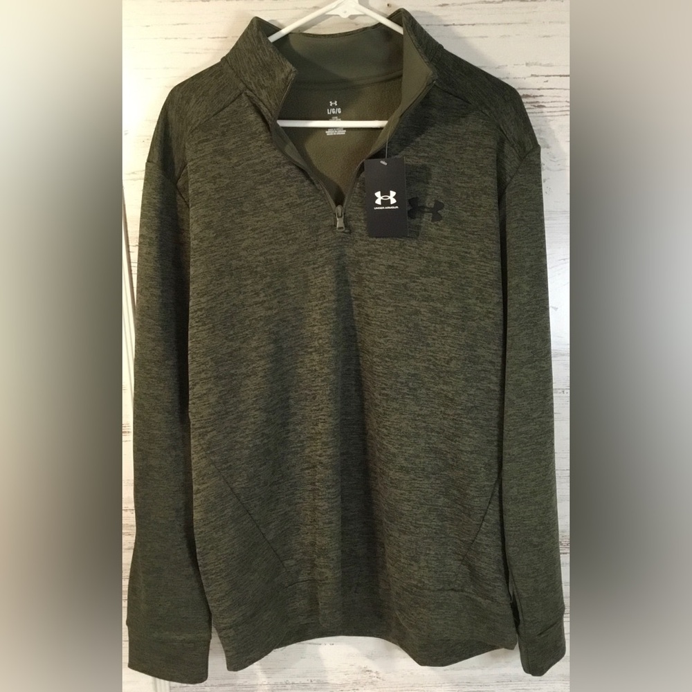 Under Armour Gray Pullover 1/4 Zip Fleece Twist Sweater Sweatshirt NWT size L